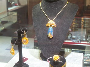 原创首饰一套 多米尼加蓝珀 传统花丝工艺